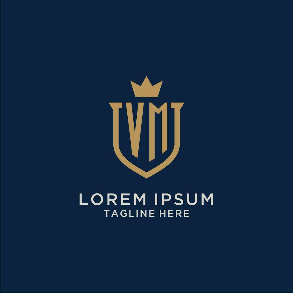 VM initial shield crown logo vector