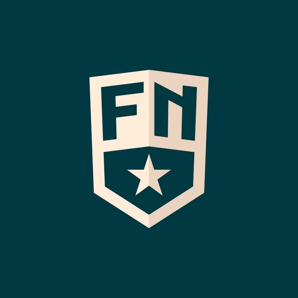 inicial fn logo estrella proteger símbolo con sencillo diseño vector