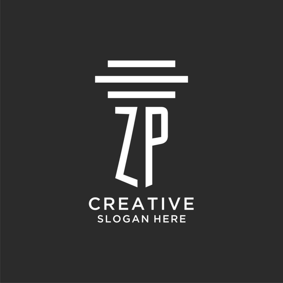 ZP initials with simple pillar logo design, creative legal firm logo vector