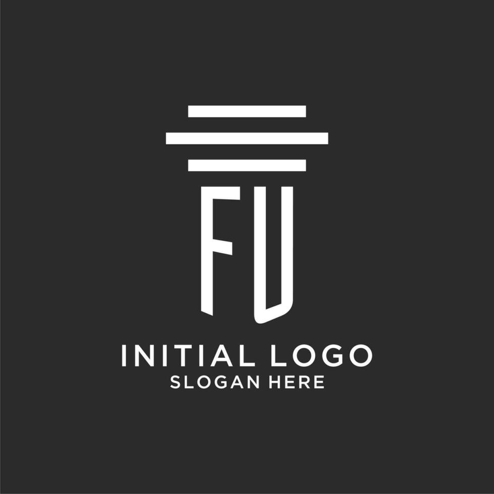 FU initials with simple pillar logo design, creative legal firm logo vector