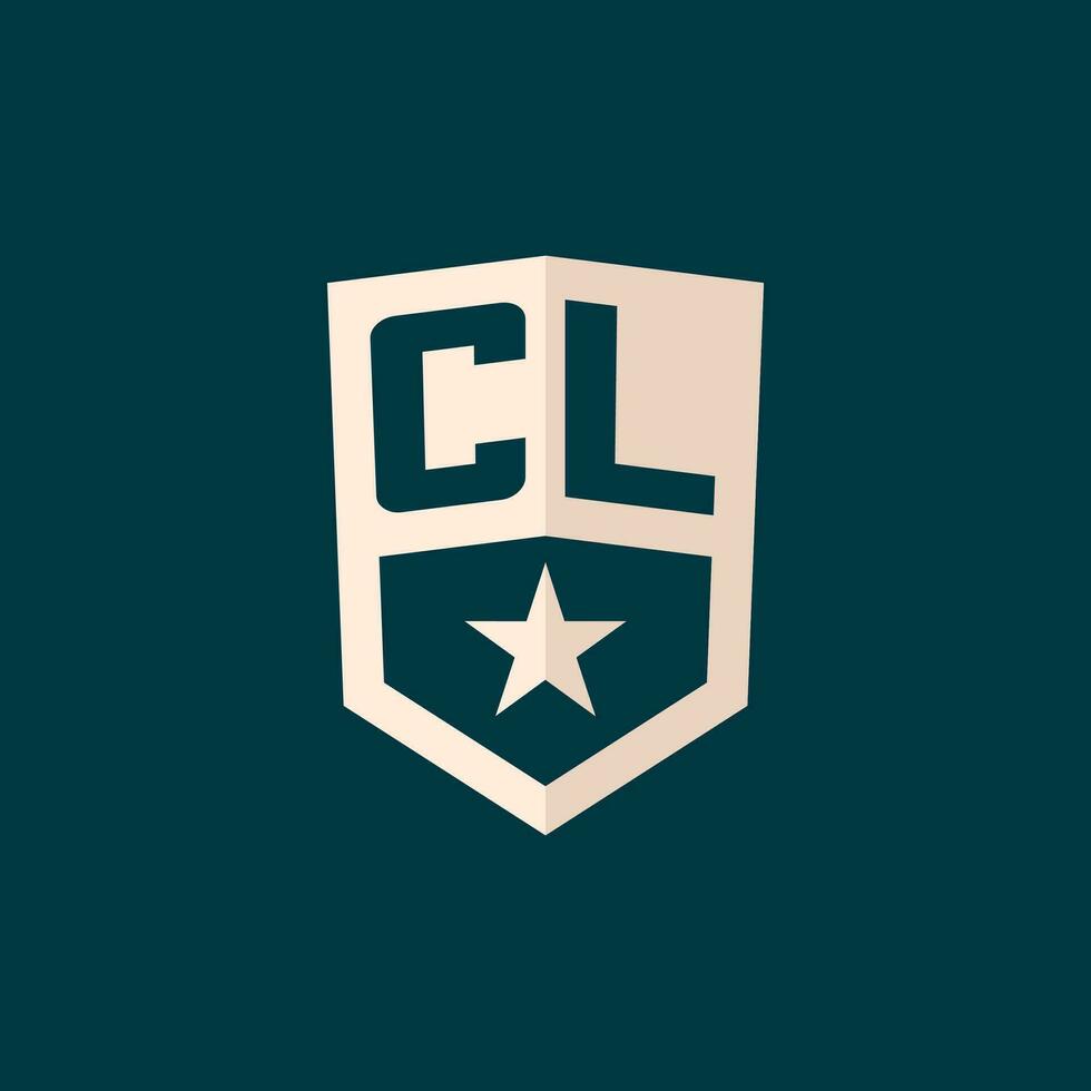 Initial CL logo star shield symbol with simple design vector