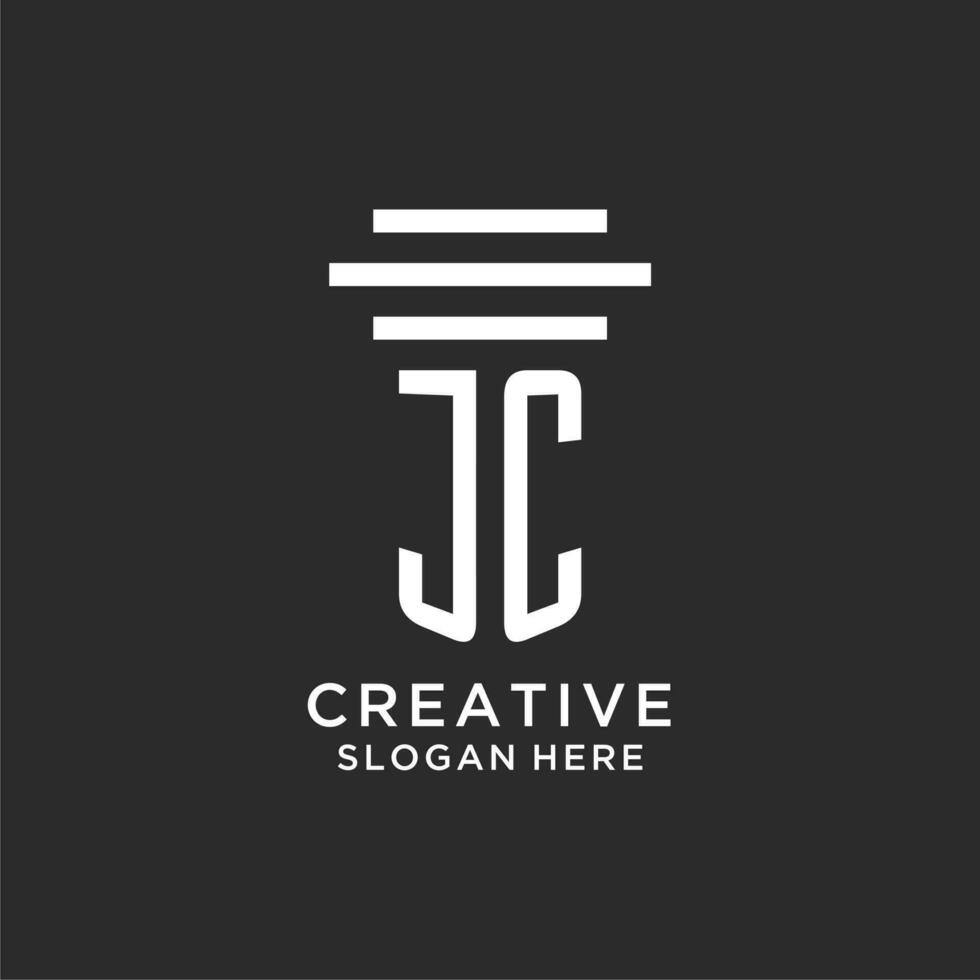 JC initials with simple pillar logo design, creative legal firm logo vector