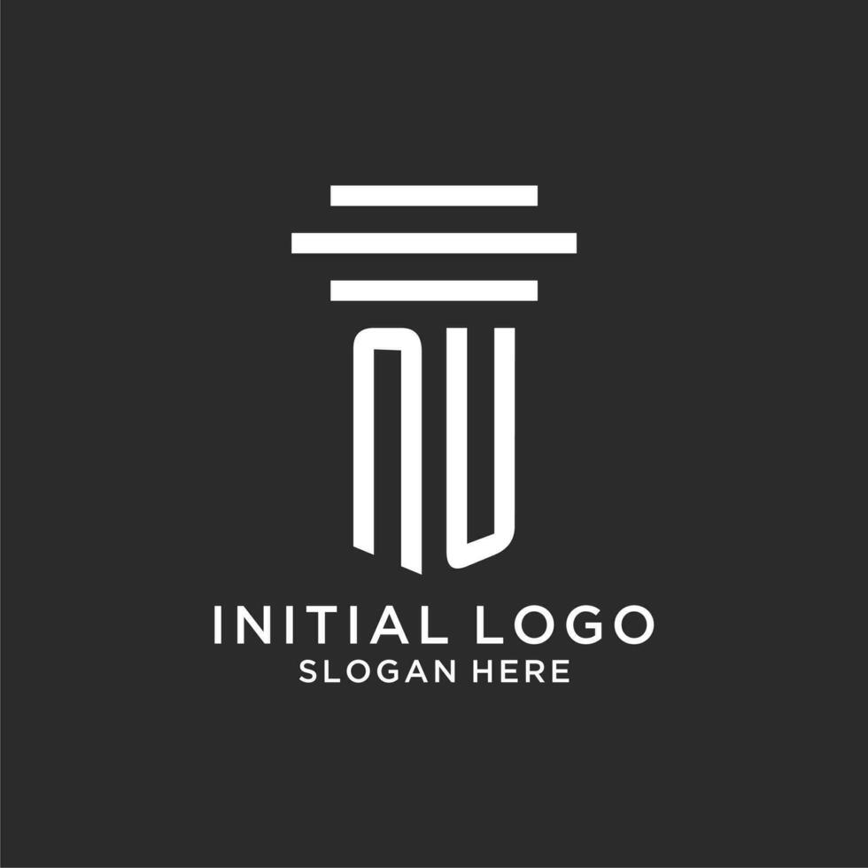 nu iniciales con sencillo pilar logo diseño, creativo legal firma logo vector