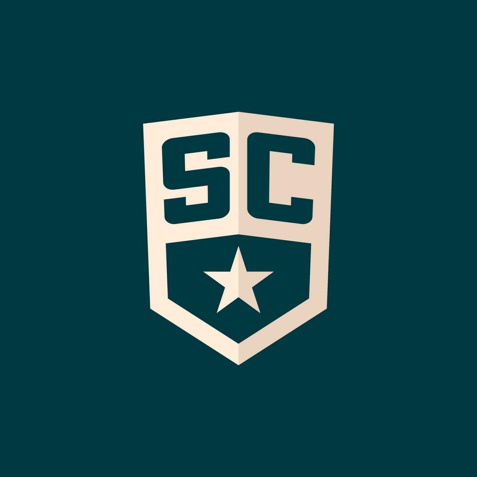 Initial SC logo star shield symbol with simple design vector