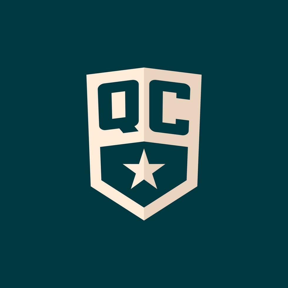 Initial QC logo star shield symbol with simple design vector