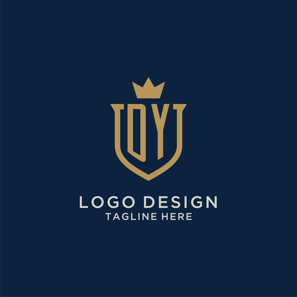 DY initial shield crown logo vector