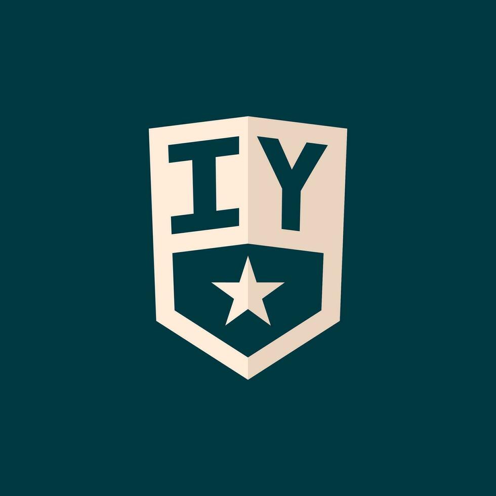 inicial iy logo estrella proteger símbolo con sencillo diseño vector