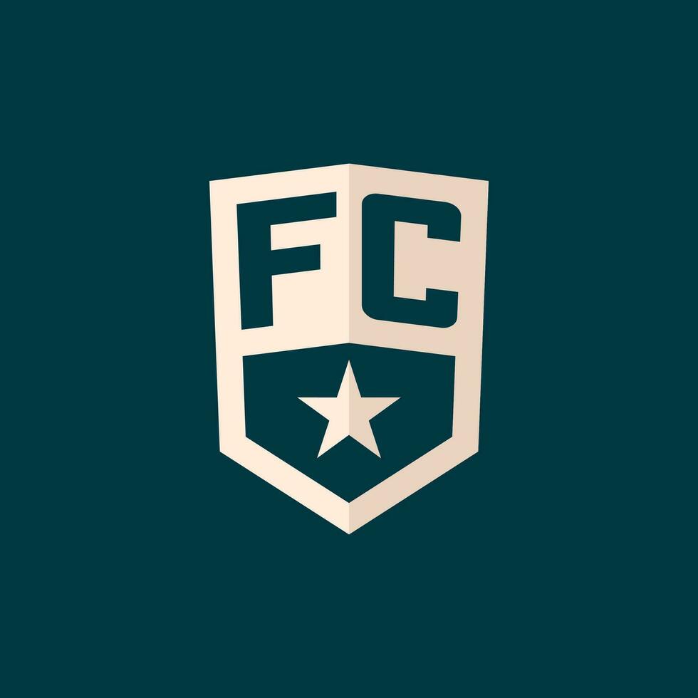 inicial fc logo estrella proteger símbolo con sencillo diseño vector