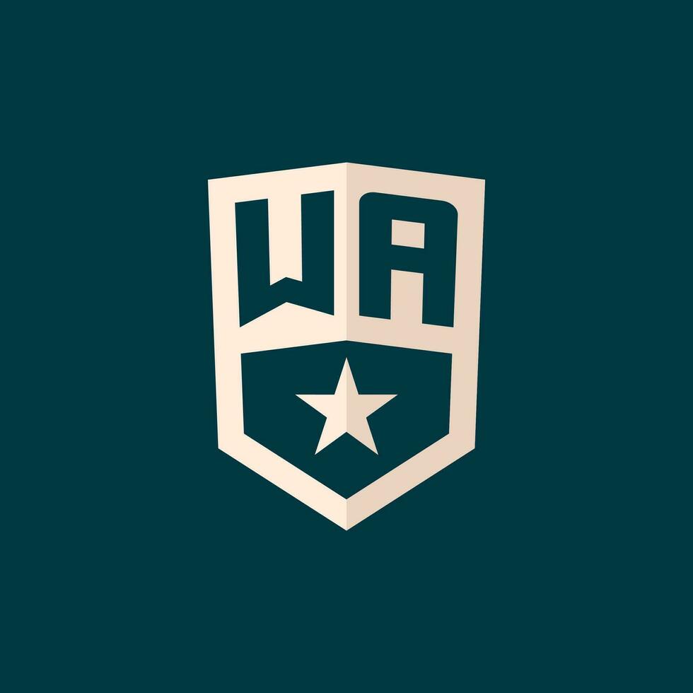 Initial WA logo star shield symbol with simple design vector