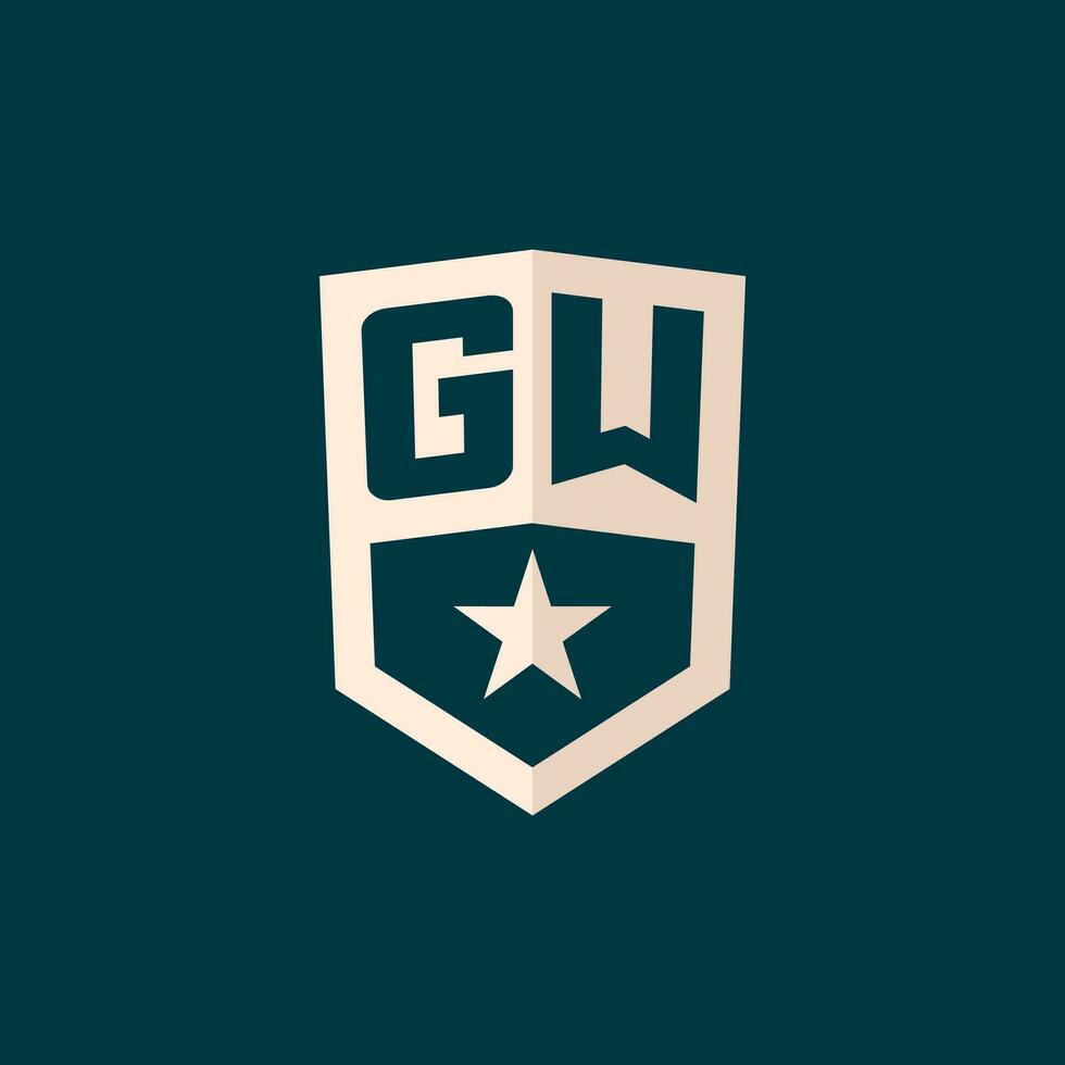 Initial GW logo star shield symbol with simple design vector