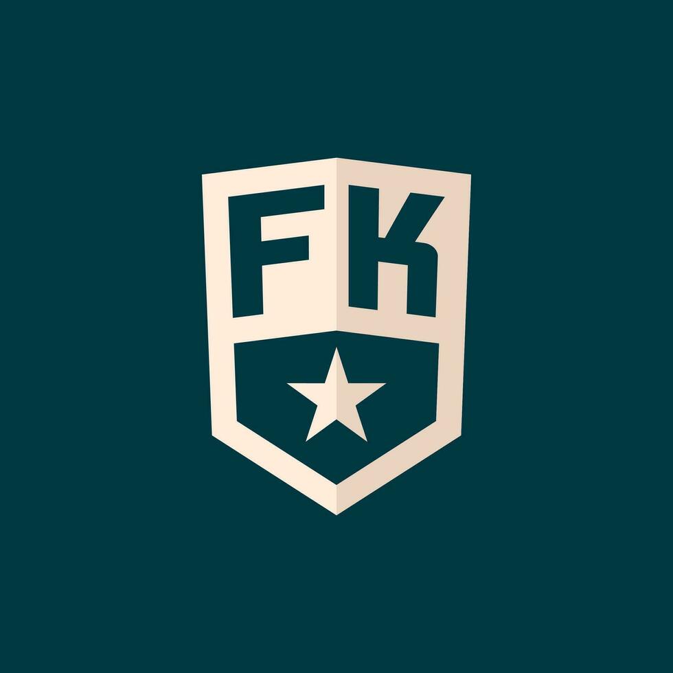 Initial FK logo star shield symbol with simple design vector