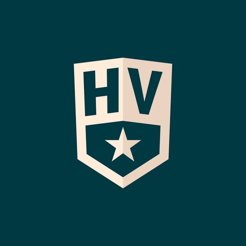 Initial HV logo star shield symbol with simple design vector