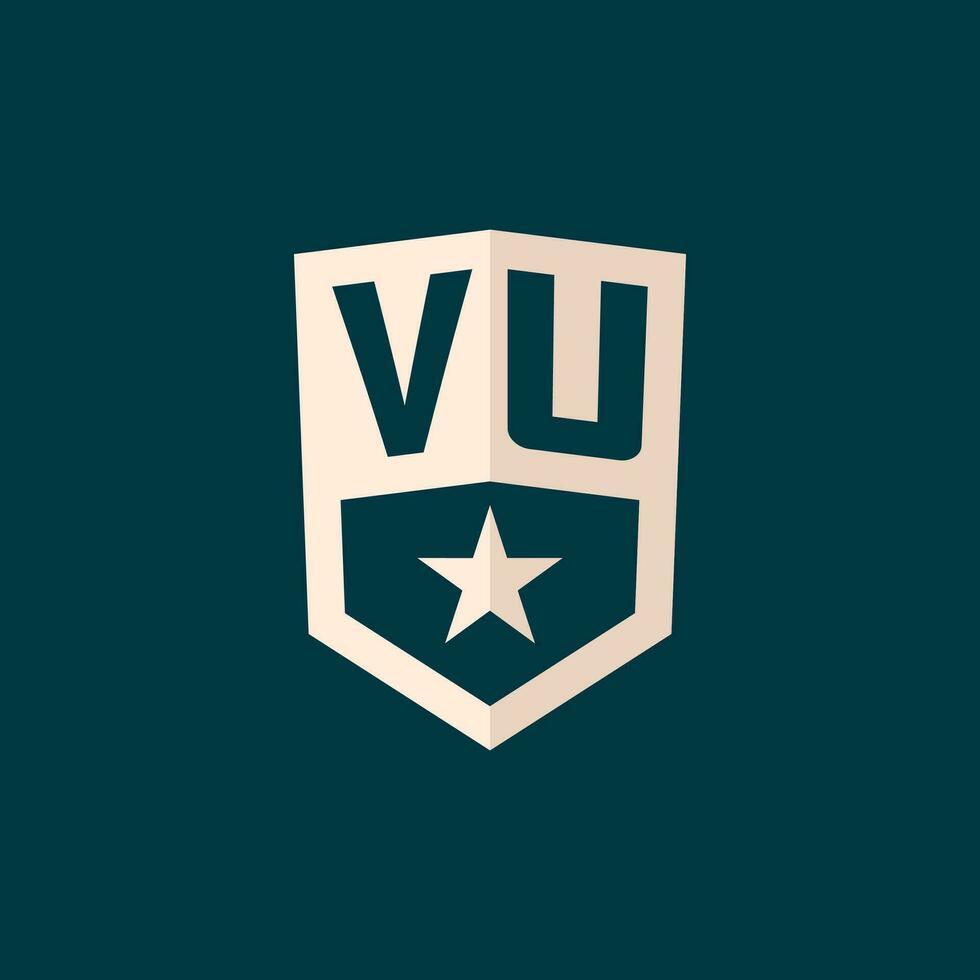 Initial VU logo star shield symbol with simple design vector