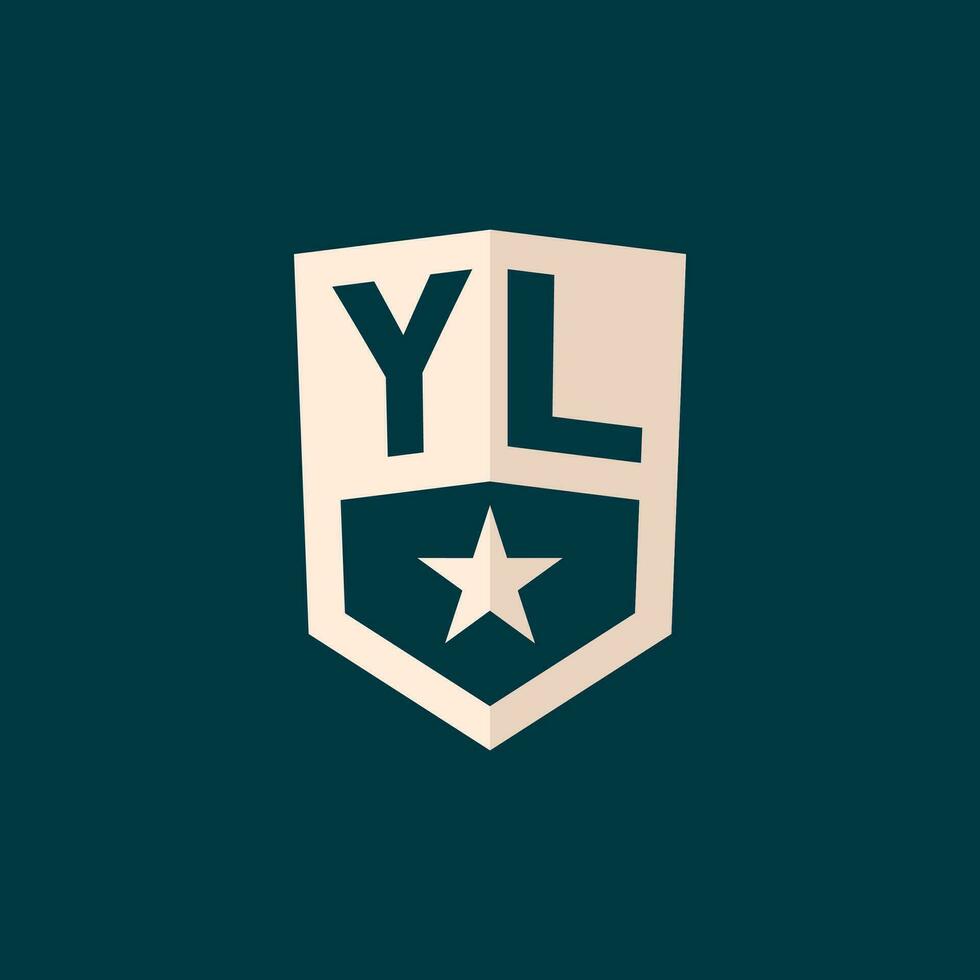 Initial YL logo star shield symbol with simple design vector