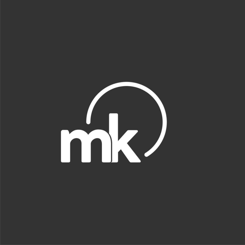 mk inicial logo con redondeado circulo vector