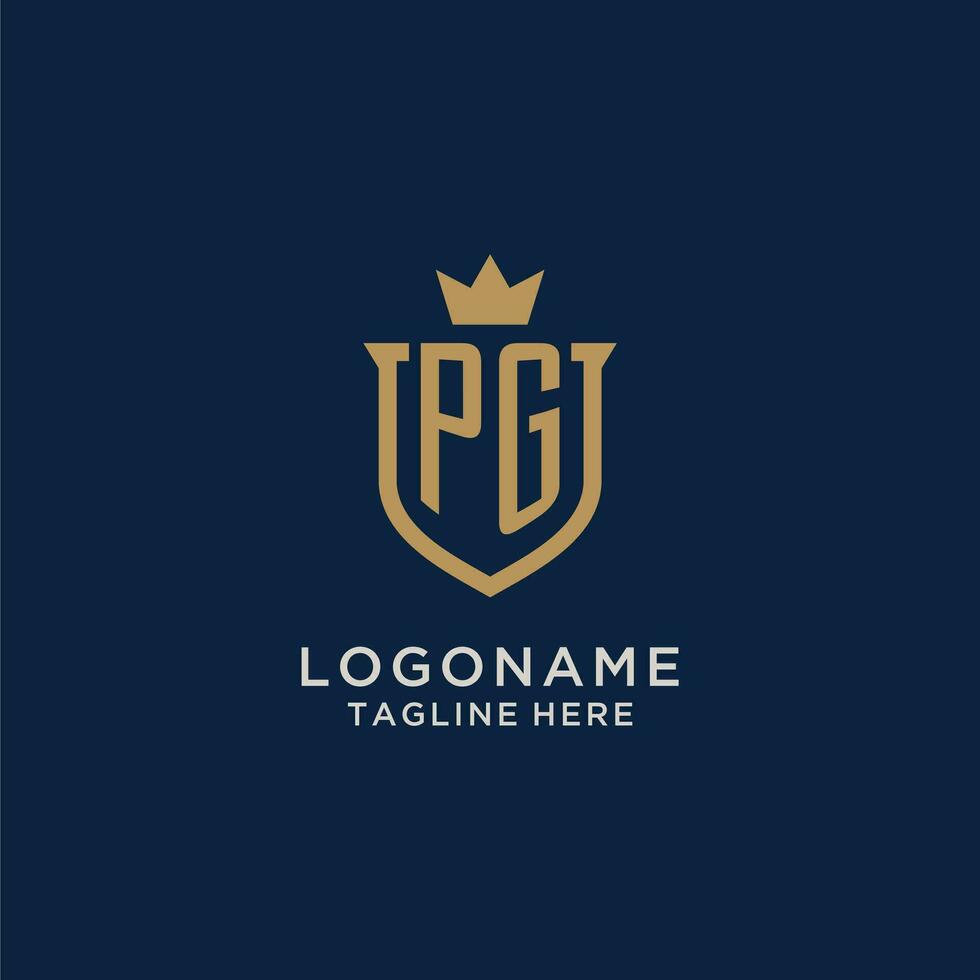 PG initial shield crown logo vector