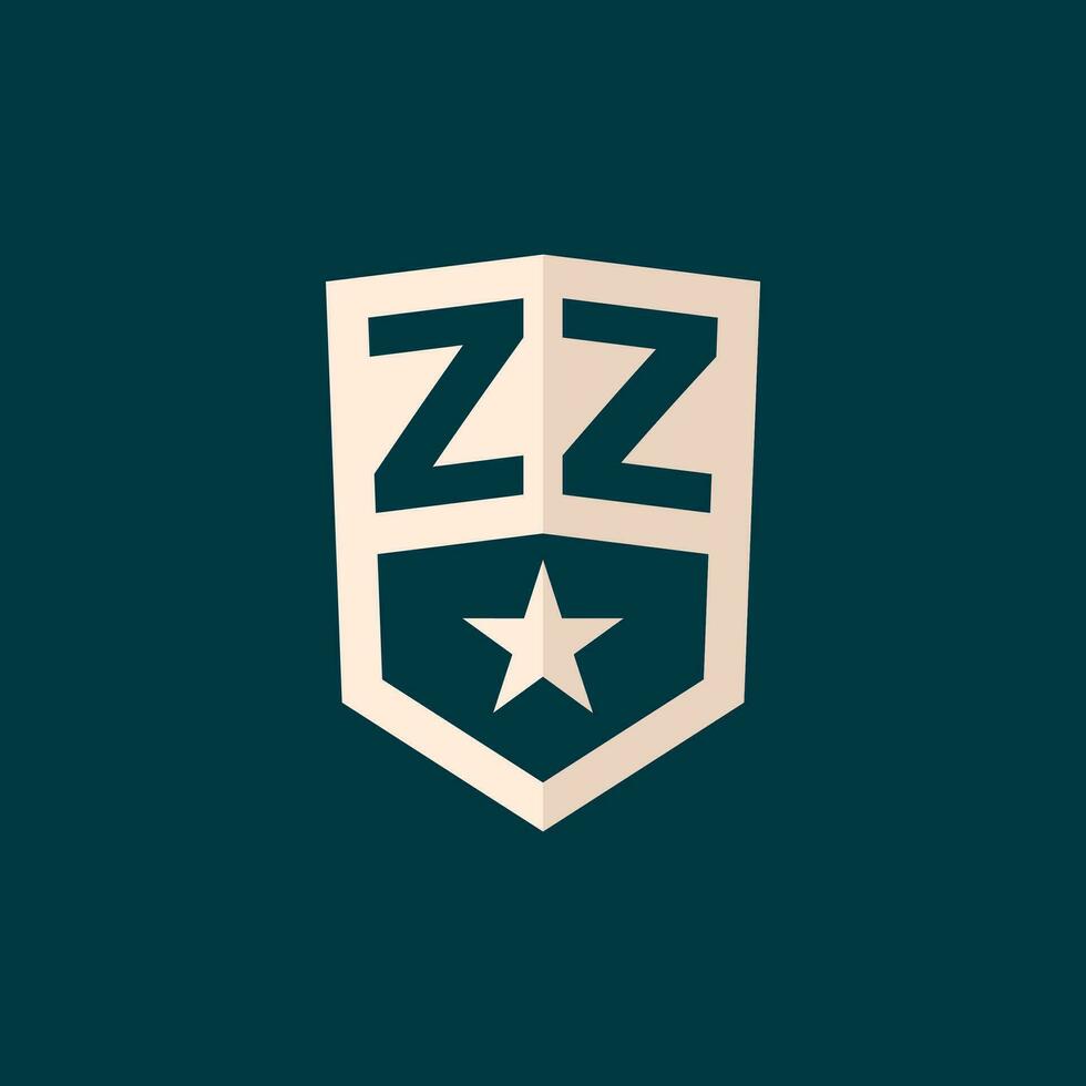 inicial zz logo estrella proteger símbolo con sencillo diseño vector