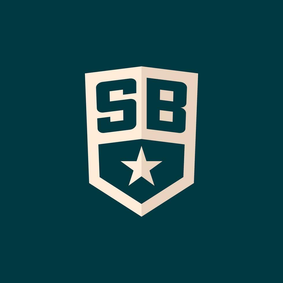 Initial SB logo star shield symbol with simple design vector