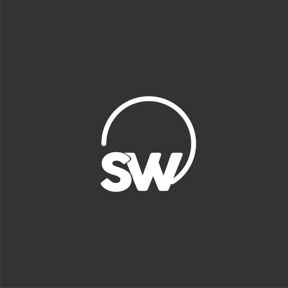 SW initial logo with rounded circle vector
