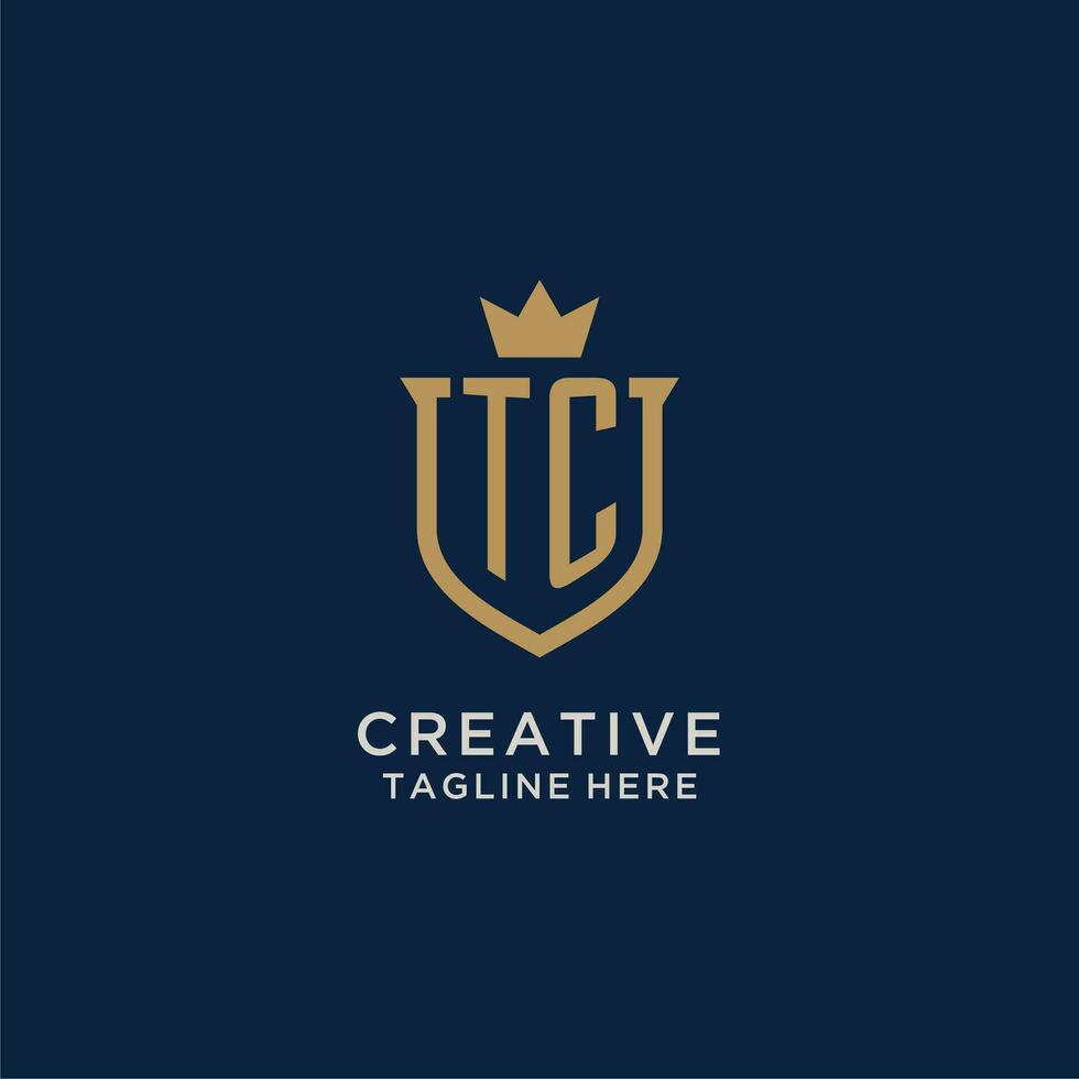 TC initial shield crown logo vector