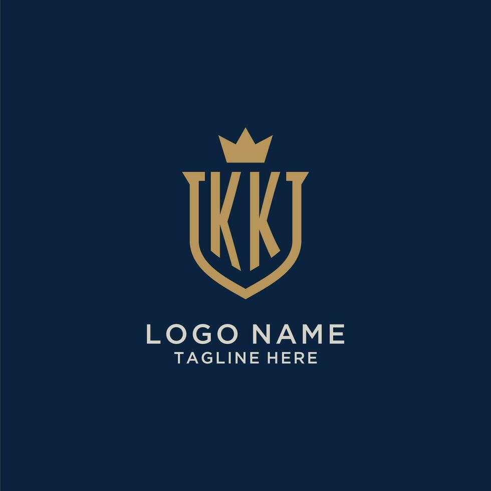 KK initial shield crown logo vector