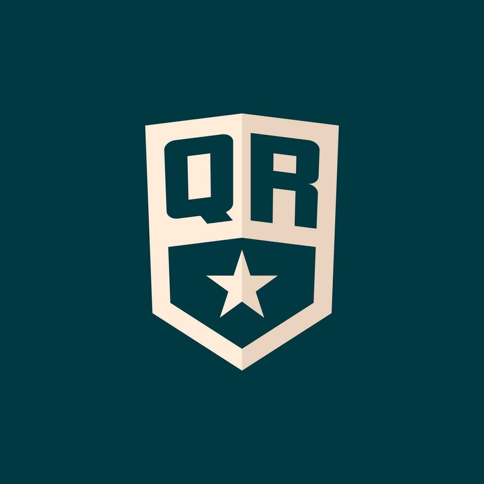 Initial QR logo star shield symbol with simple design vector