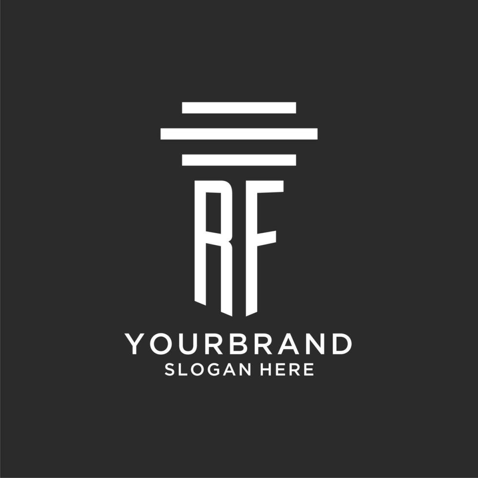 RF initials with simple pillar logo design, creative legal firm logo vector