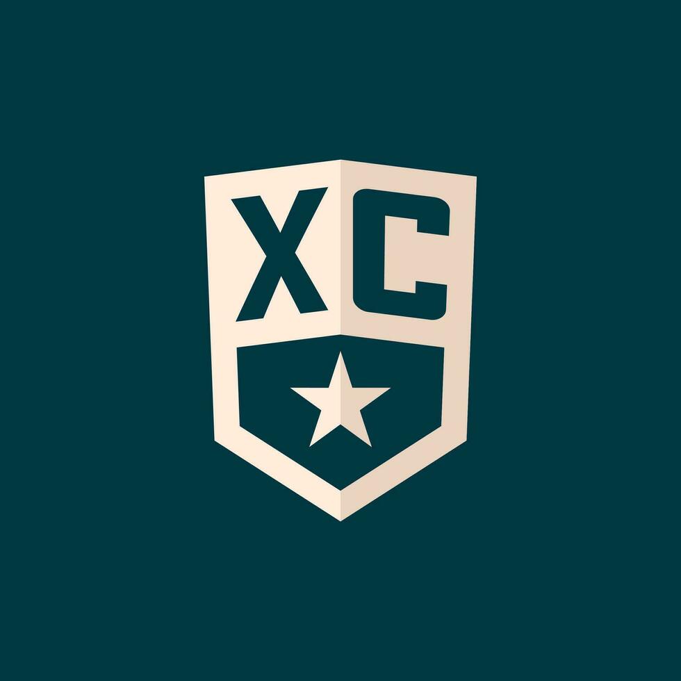 Initial XC logo star shield symbol with simple design vector
