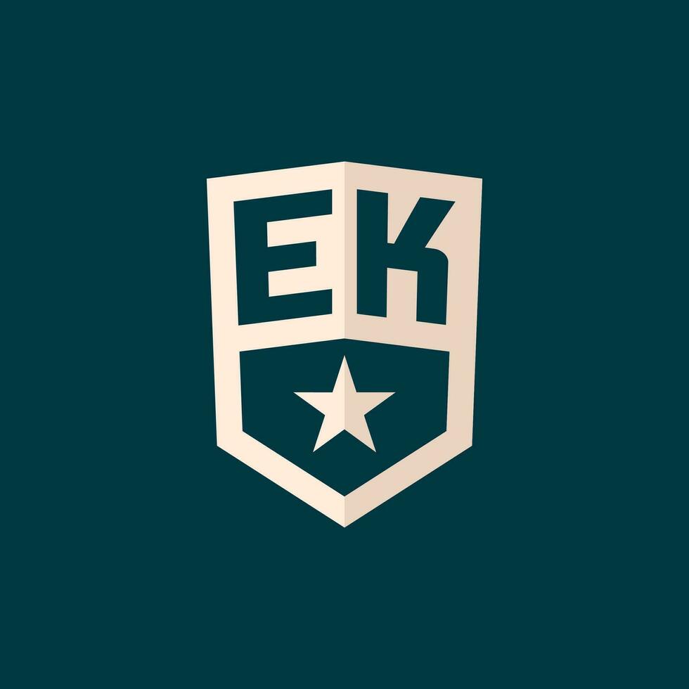 Initial EK logo star shield symbol with simple design vector