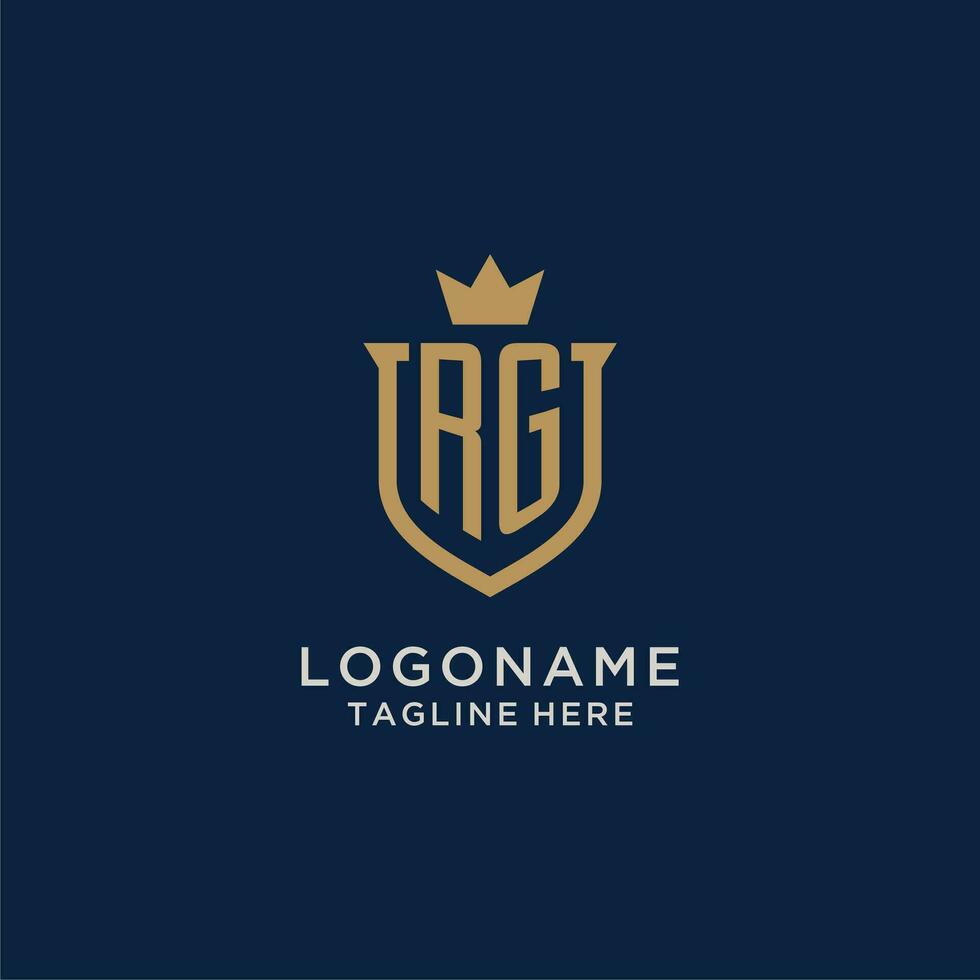 RG initial shield crown logo vector