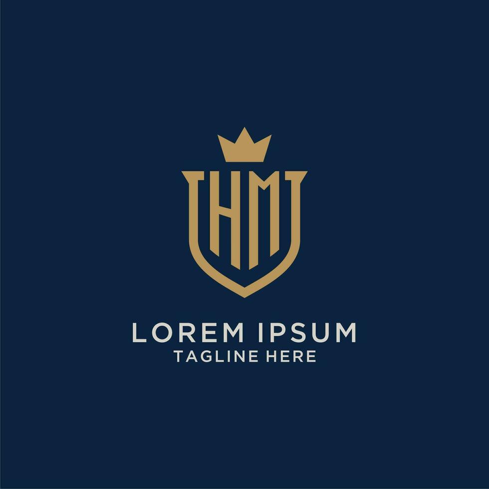 HM initial shield crown logo vector
