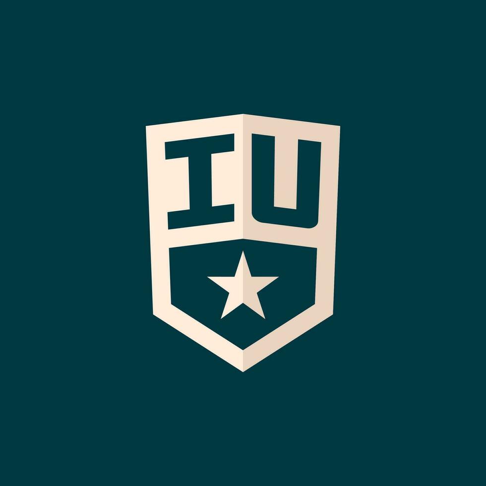 Initial IU logo star shield symbol with simple design vector