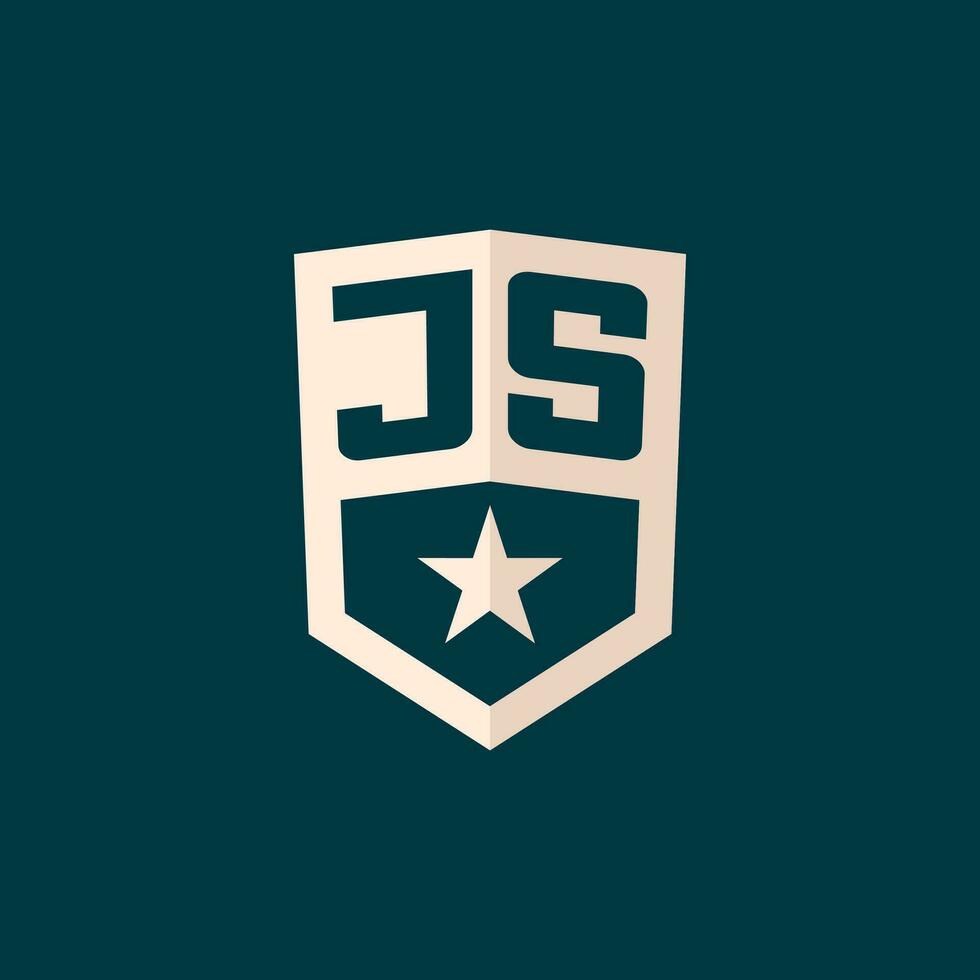 Initial JS logo star shield symbol with simple design vector