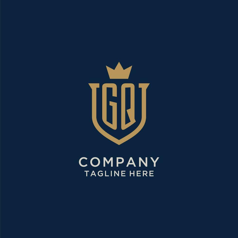 GQ initial shield crown logo vector