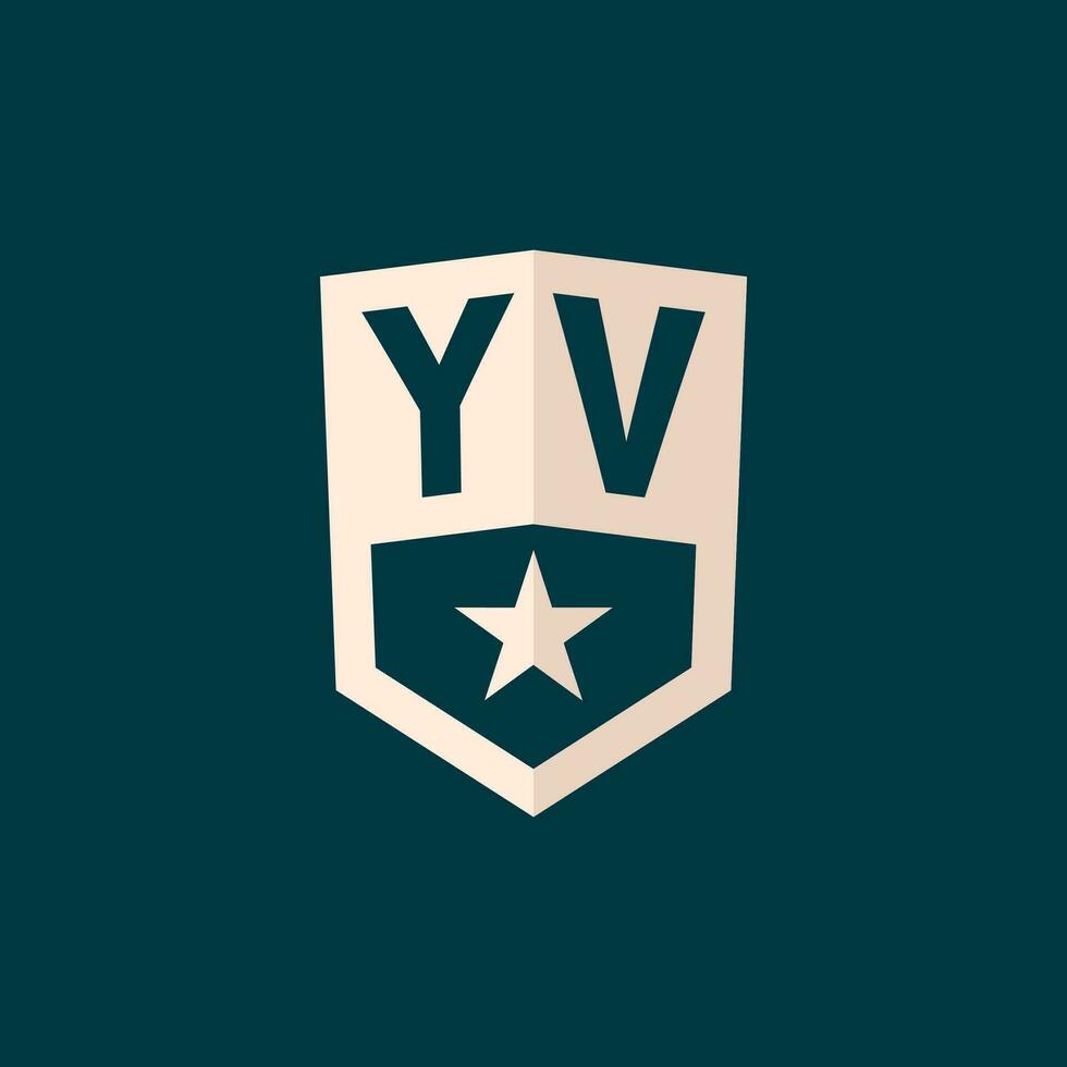 Initial YV logo star shield symbol with simple design vector