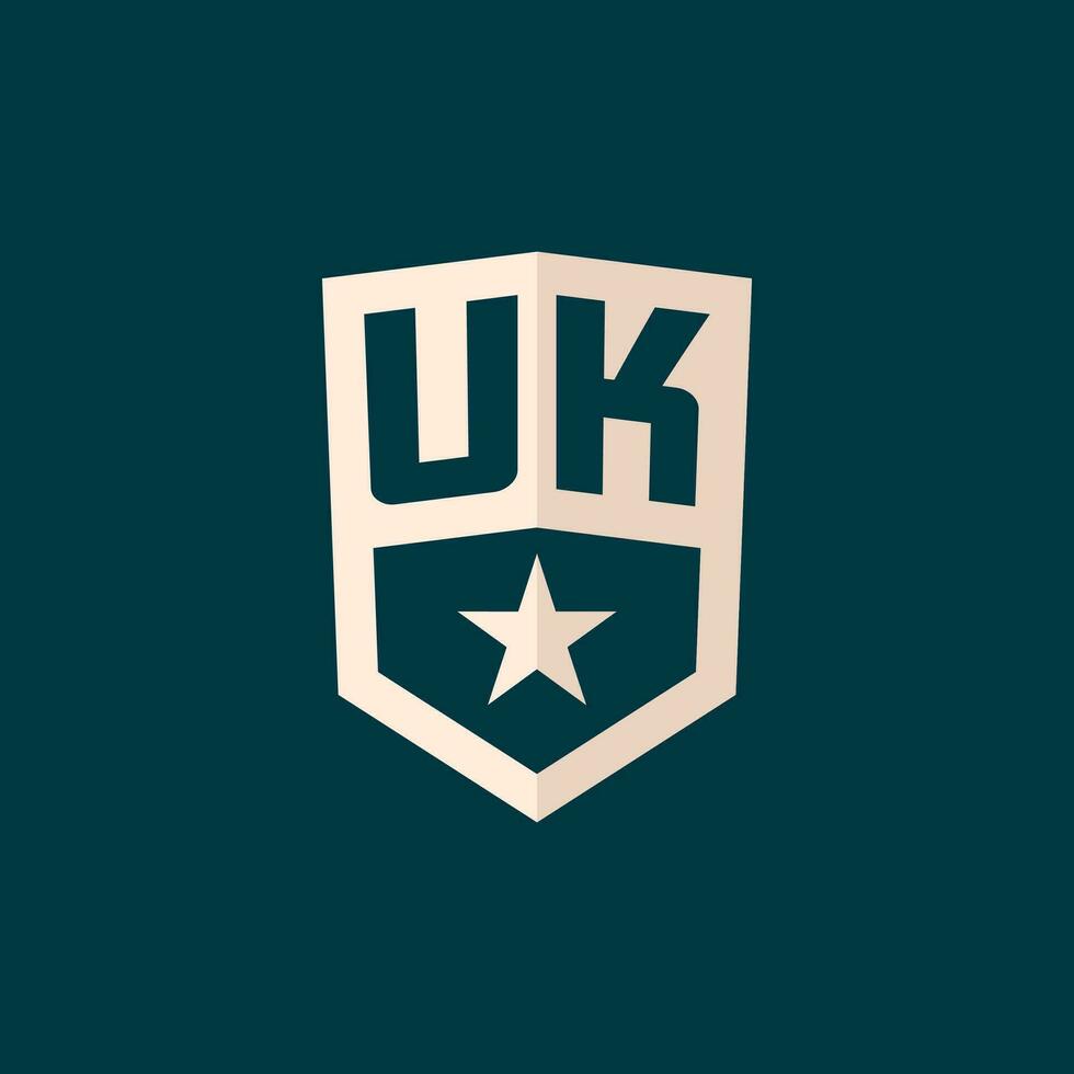 Initial UK logo star shield symbol with simple design vector