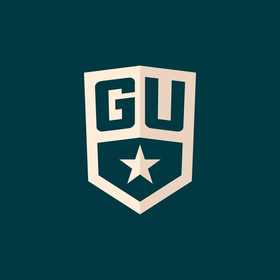 inicial Gu logo estrella proteger símbolo con sencillo diseño vector