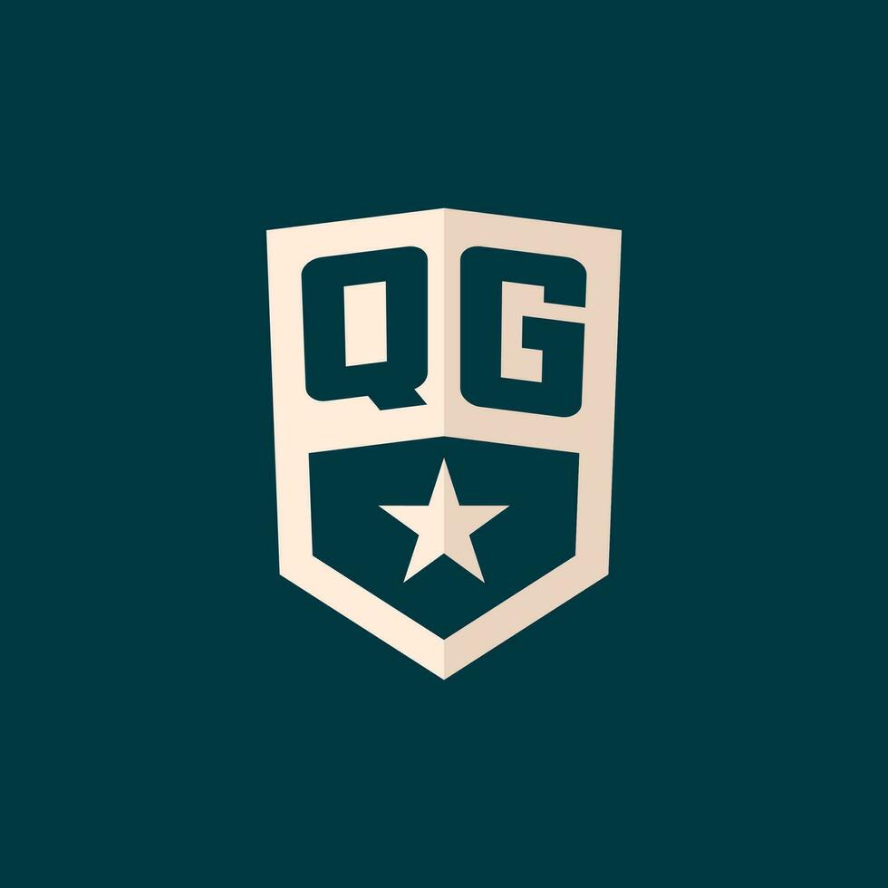 inicial qg logo estrella proteger símbolo con sencillo diseño vector