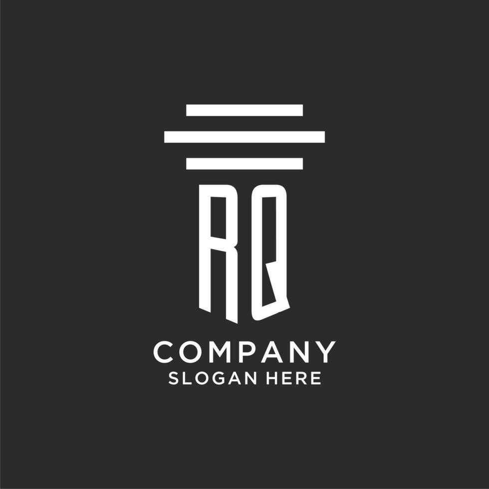 RQ initials with simple pillar logo design, creative legal firm logo vector