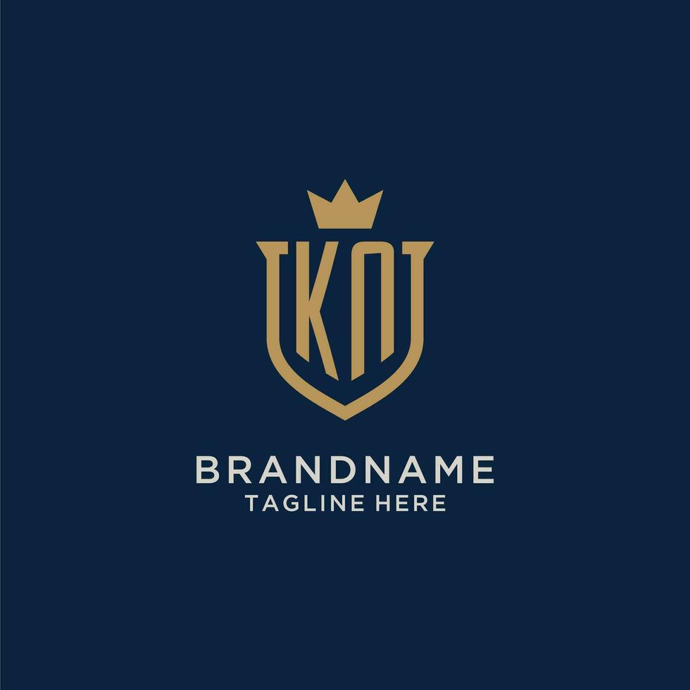 KN initial shield crown logo vector