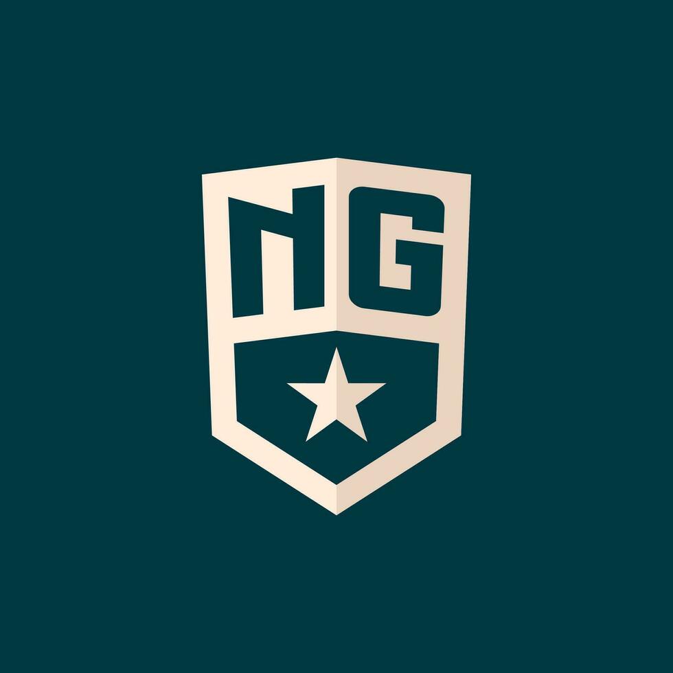 Initial NG logo star shield symbol with simple design vector