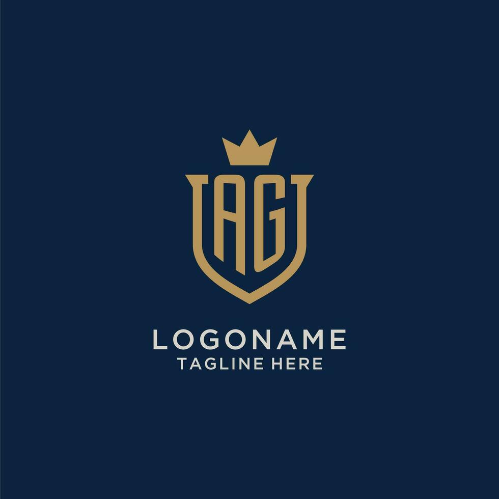 AG initial shield crown logo vector