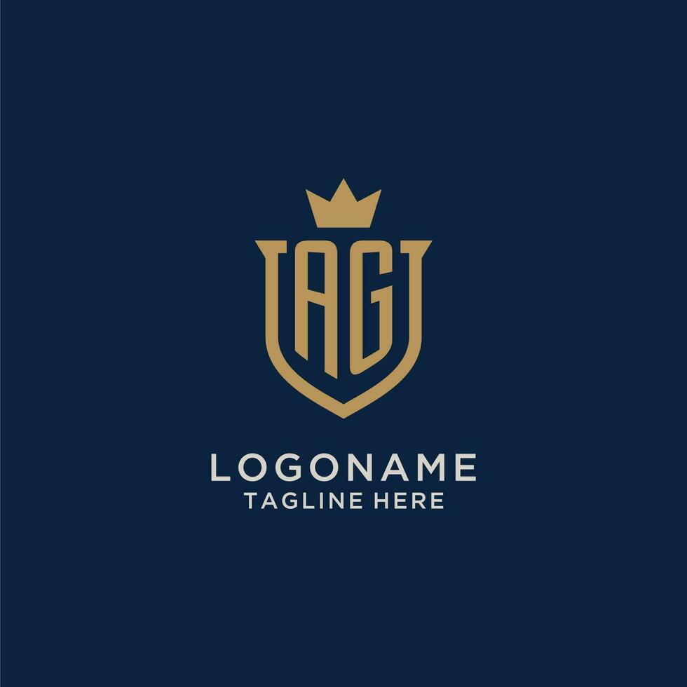 AG initial shield crown logo vector