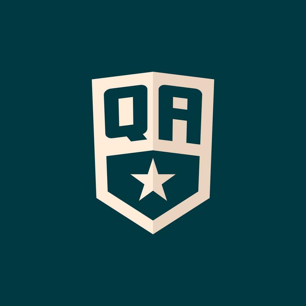 Initial QA logo star shield symbol with simple design vector