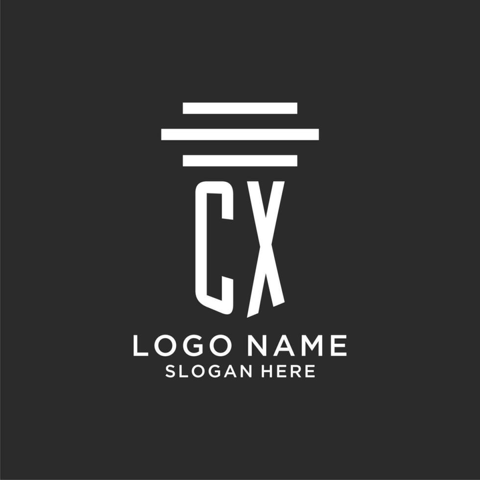 CX initials with simple pillar logo design, creative legal firm logo vector