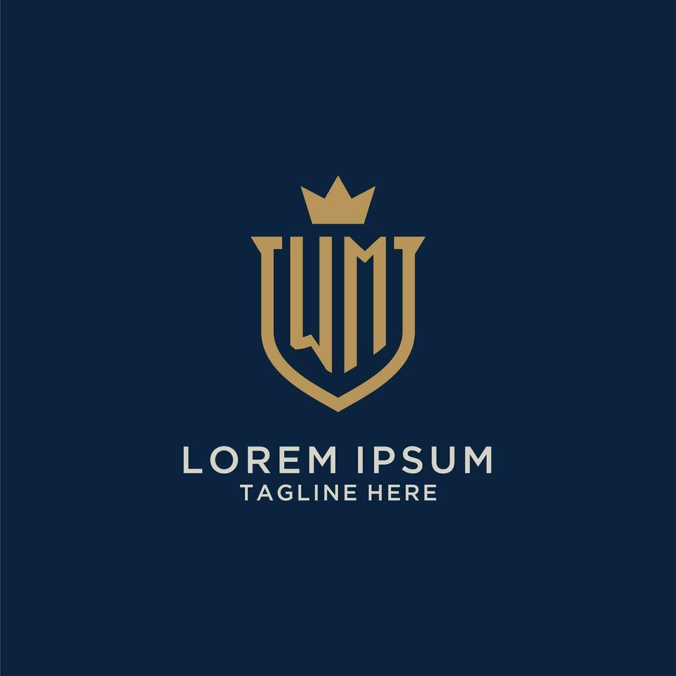 WM initial shield crown logo vector