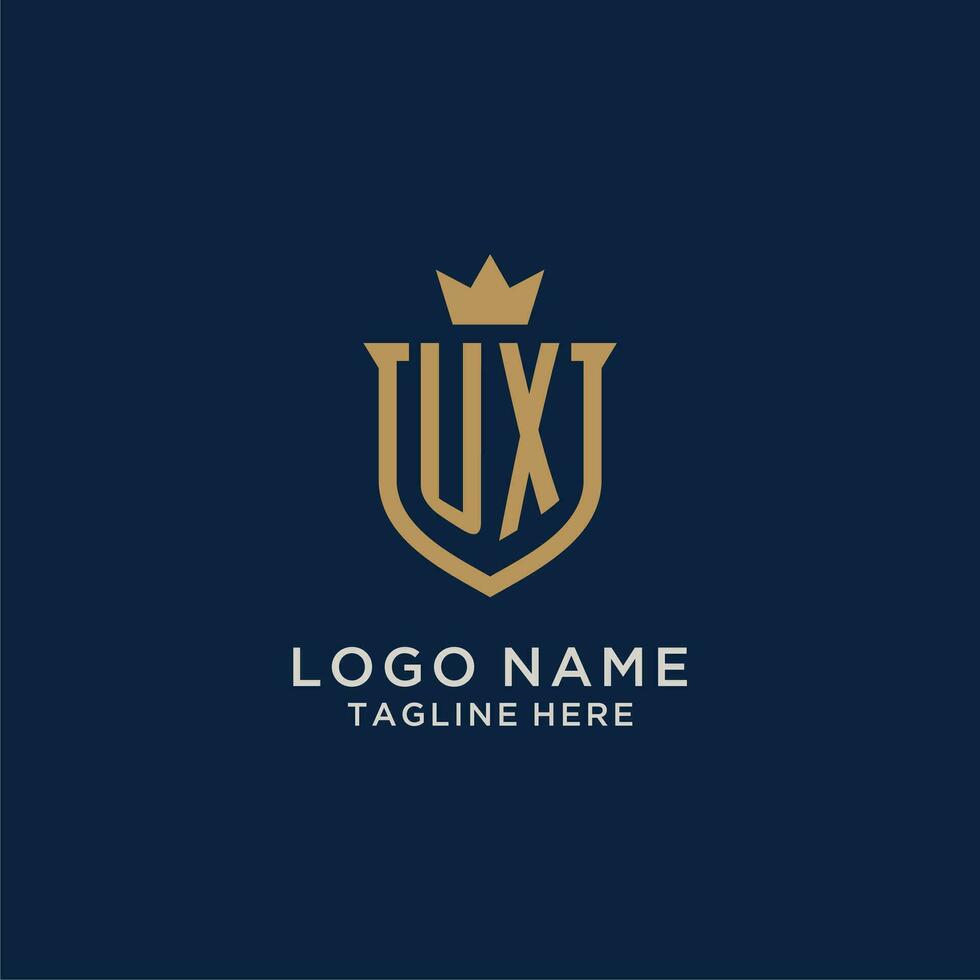 UX initial shield crown logo vector