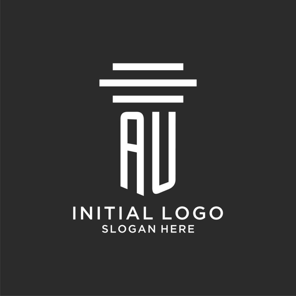 au iniciales con sencillo pilar logo diseño, creativo legal firma logo vector