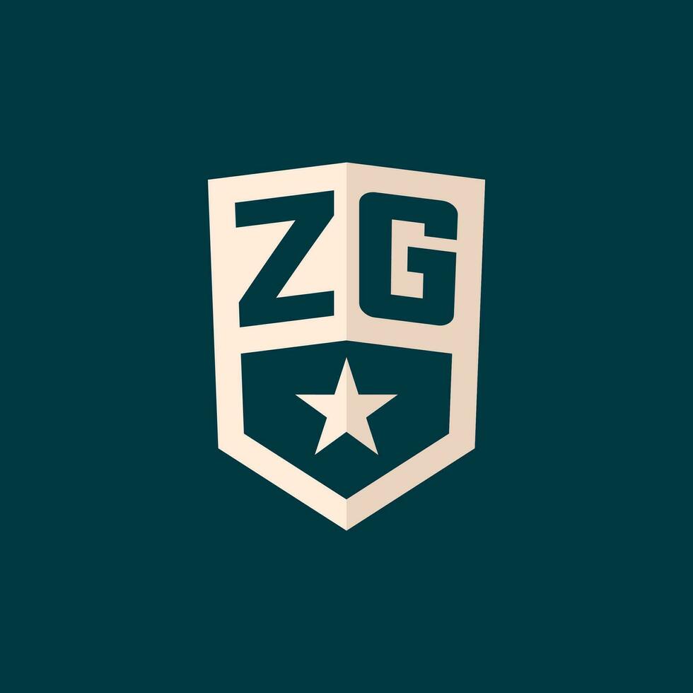 inicial zg logo estrella proteger símbolo con sencillo diseño vector