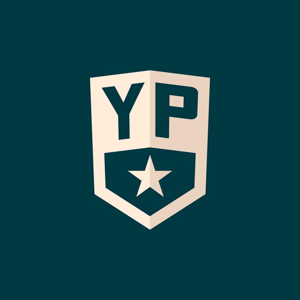 Initial YP logo star shield symbol with simple design vector